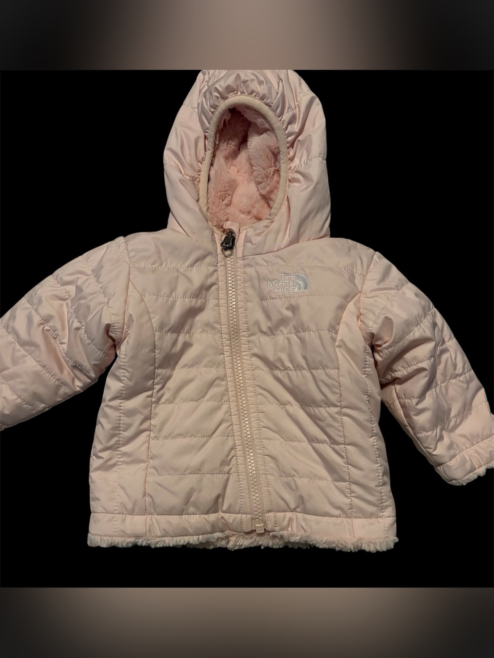The North Face Light Pink Quilted Hooded Jacket